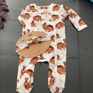 NWT baby footed pjs and headband
